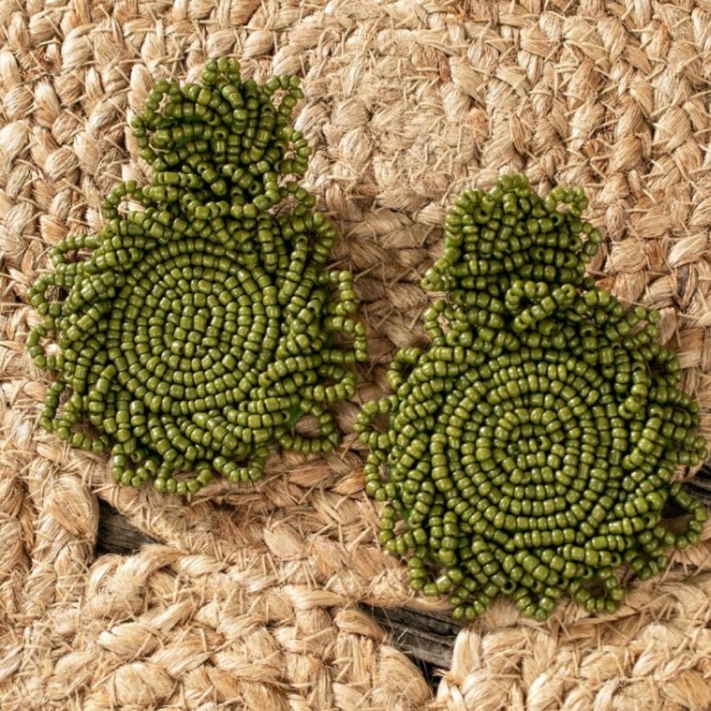Olive Beaded Earrings